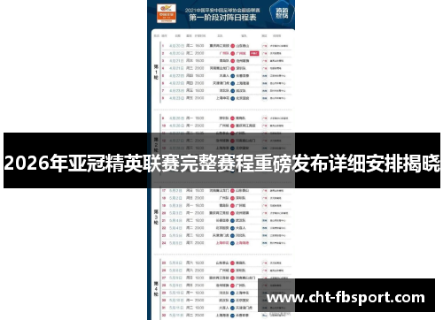 2026年亚冠精英联赛完整赛程重磅发布详细安排揭晓